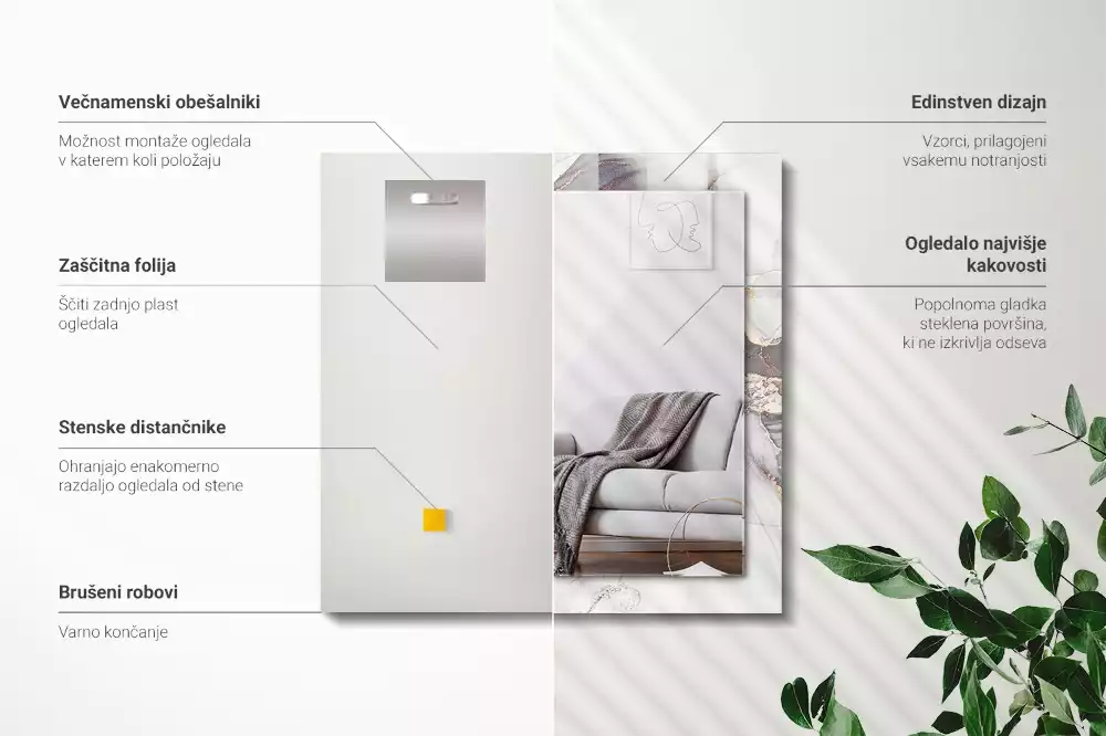 Espelho com moldura decorada Arte abstrata em mármore