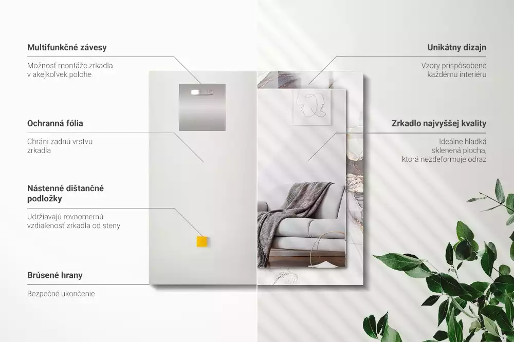 Espelho com moldura decorada Arte abstrata em mármore