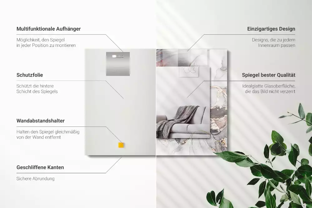 Espelho com moldura decorada Arte abstrata em mármore