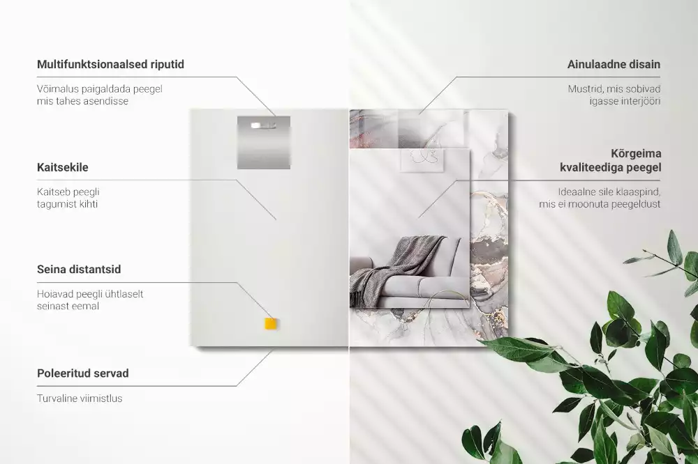 Espelho com moldura decorada Arte abstrata em mármore