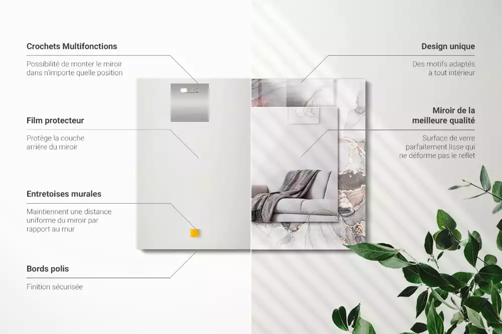 Espelho com moldura decorada Arte abstrata em mármore