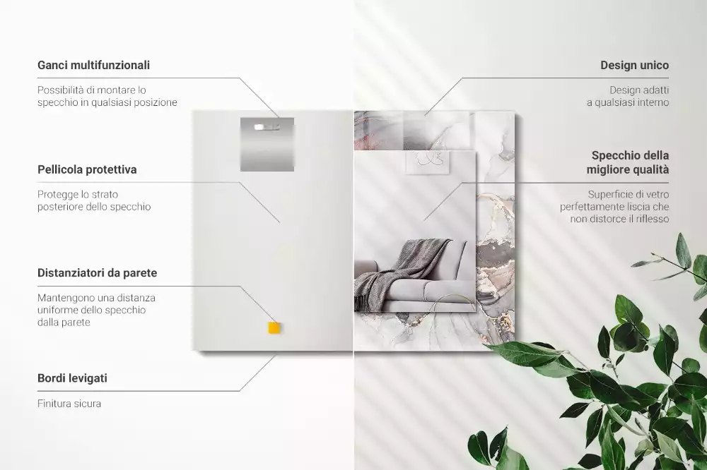 Espelho com moldura decorada Arte abstrata em mármore