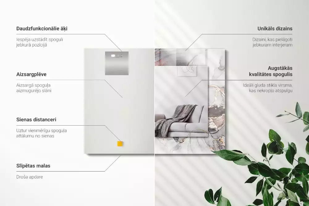 Espelho com moldura decorada Arte abstrata em mármore