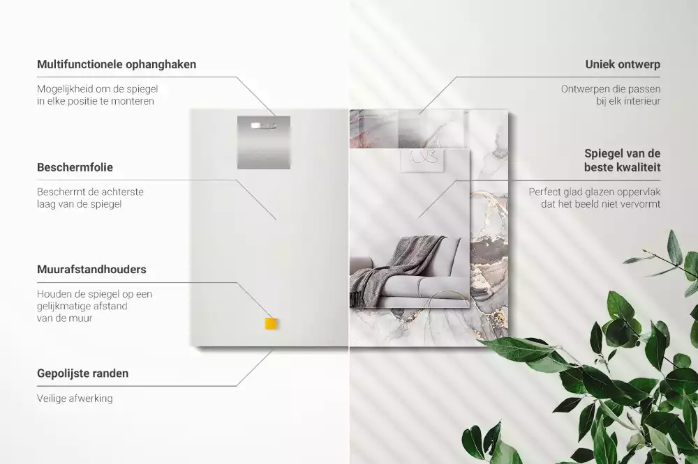 Espelho com moldura decorada Arte abstrata em mármore