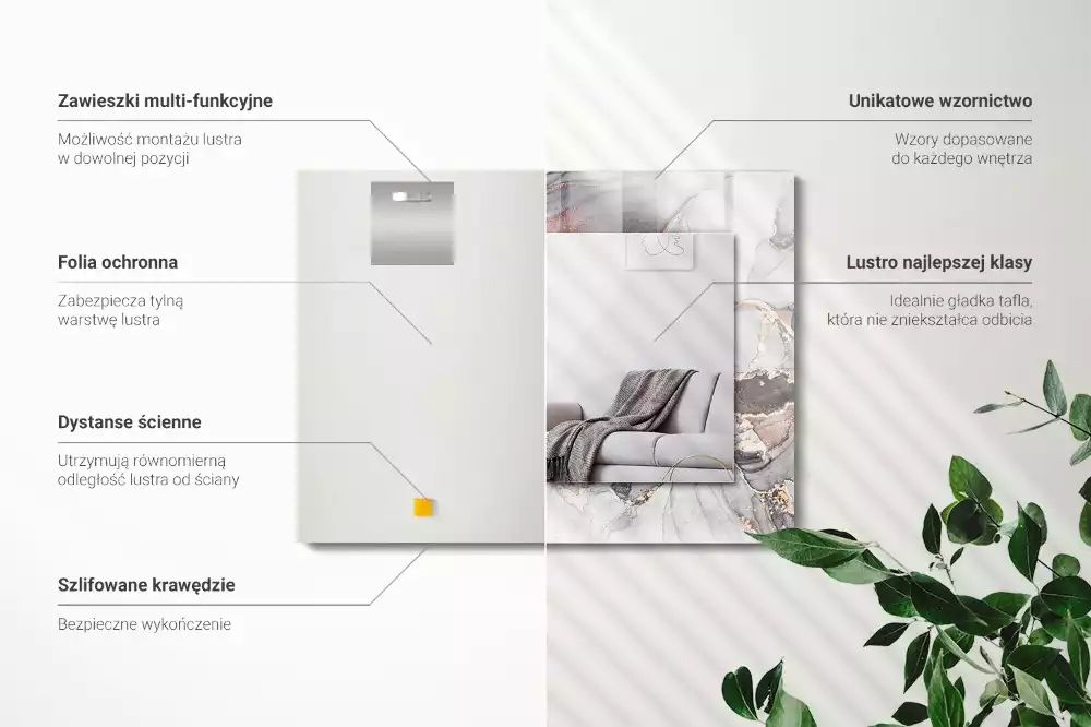 Espelho com moldura decorada Arte abstrata em mármore