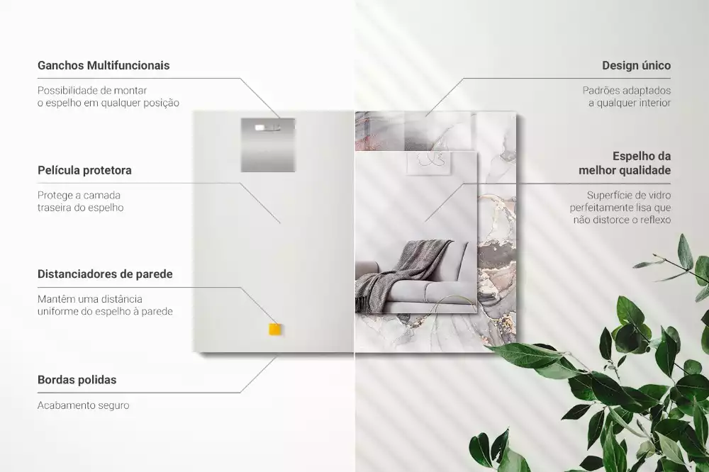 Espelho com moldura decorada Arte abstrata em mármore