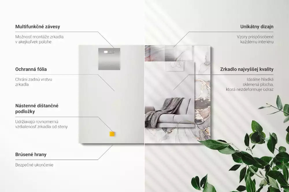 Espelho com moldura decorada Arte abstrata em mármore