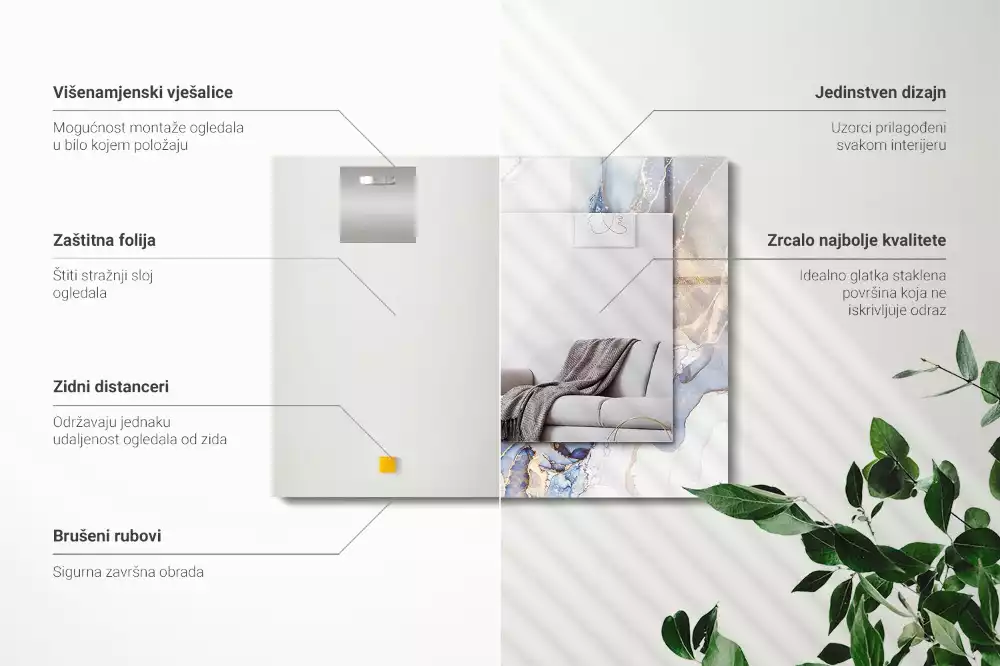 Espelho decorativo Arte abstrata em mármore