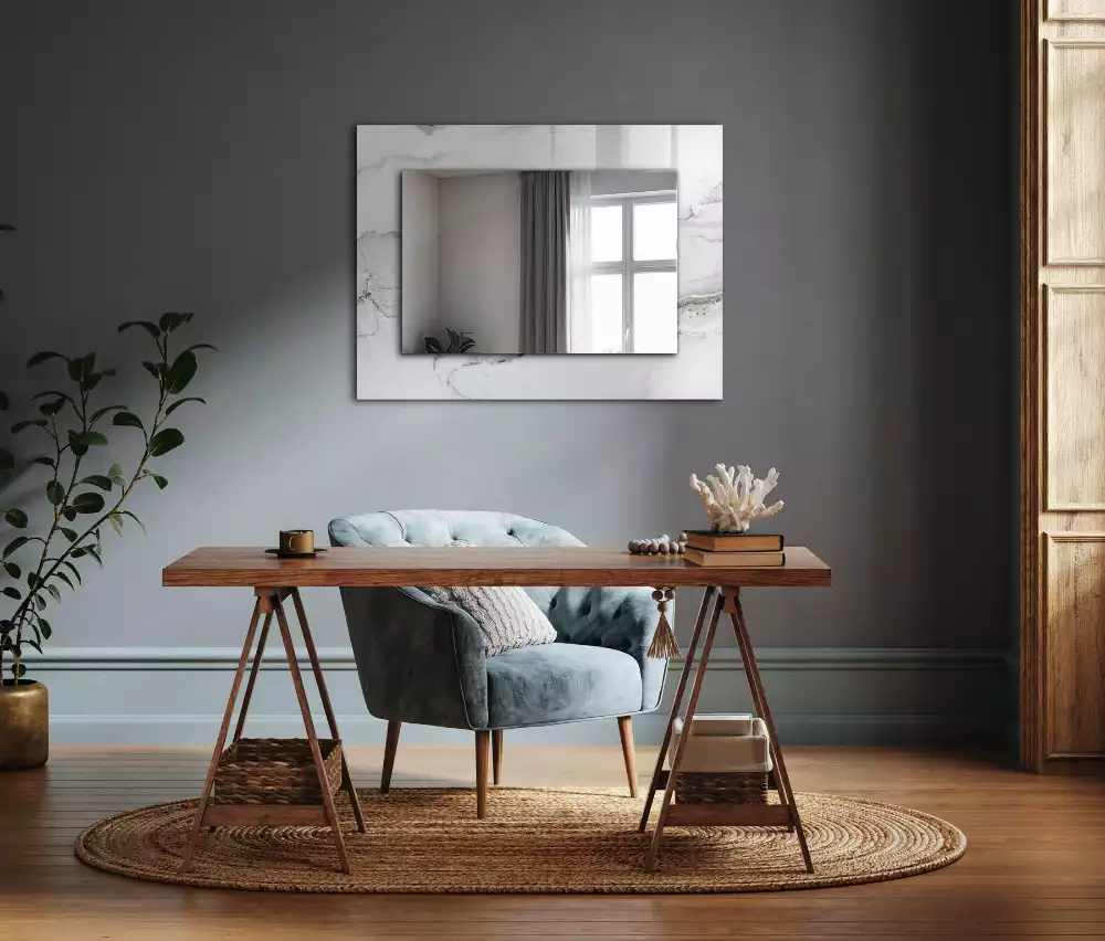 Espelho decorado Padrão de mármore branco