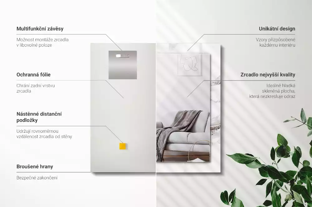 Espelho decorado Padrão de mármore branco