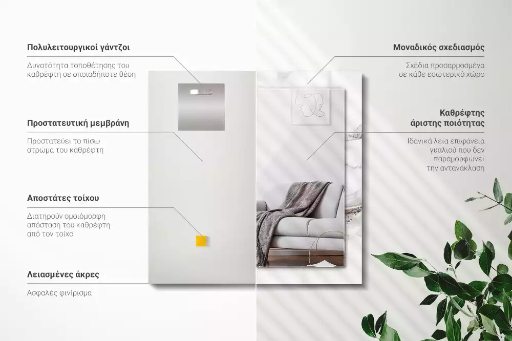 Espelho decorado Padrão de mármore branco