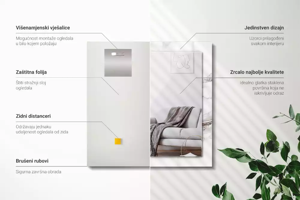 Espelho decorado Padrão de mármore branco