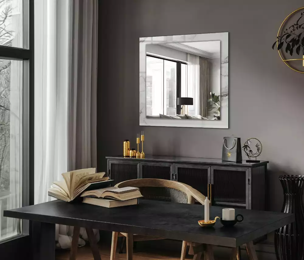 Espelho decorado Padrão de mármore branco