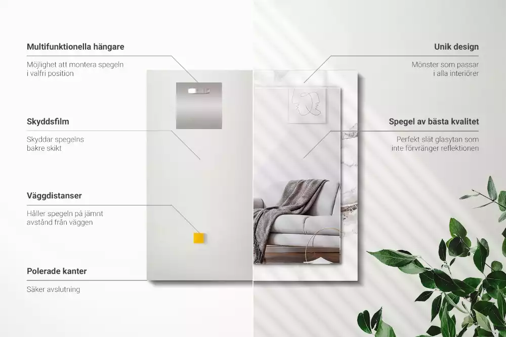 Espelho decorado Padrão de mármore branco