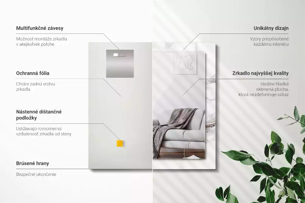 Espelho decorado Padrão de mármore branco