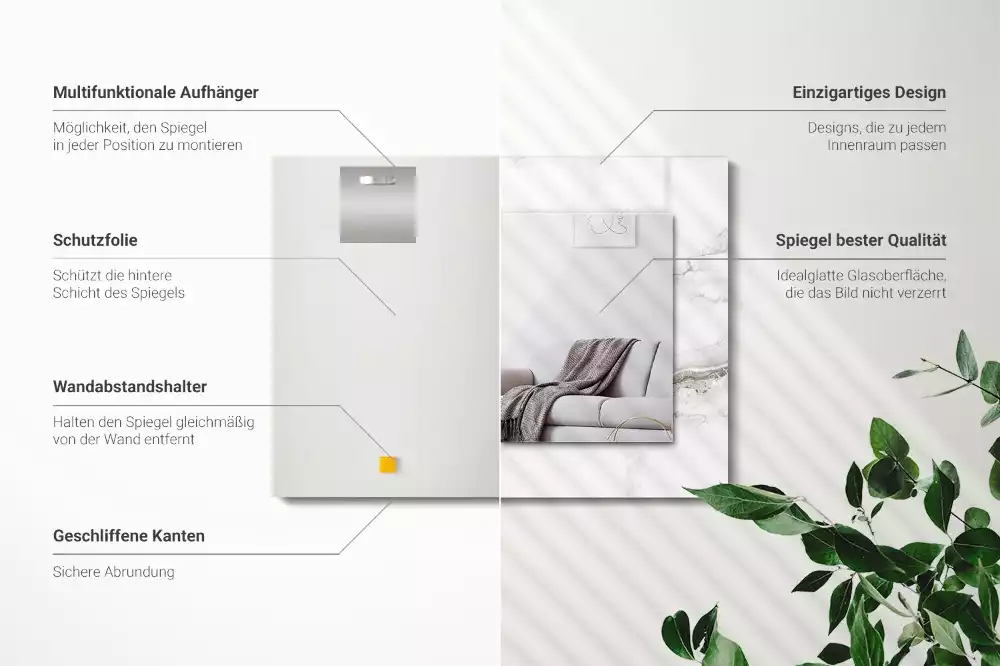 Espelho decorado Padrão de mármore branco