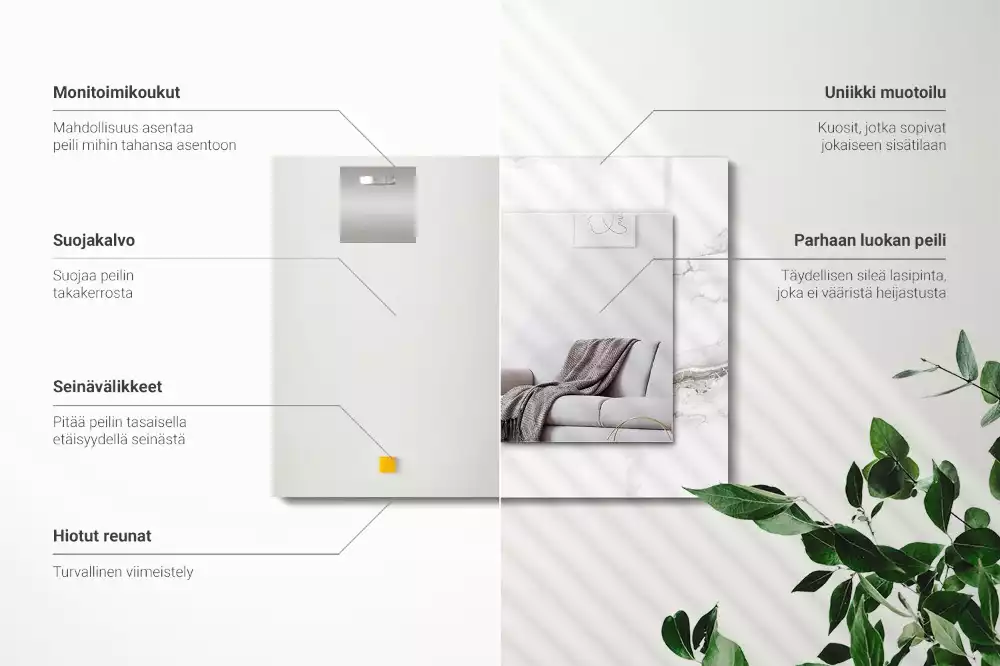 Espelho decorado Padrão de mármore branco