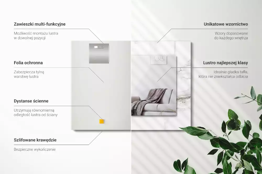 Espelho decorado Padrão de mármore branco