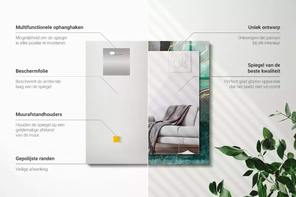 Espelho decorativo Padrões abstratos verdes