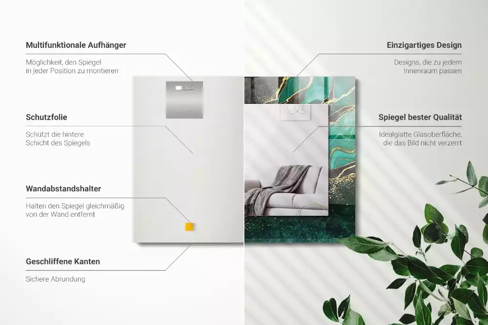 Espelho decorativo Padrões abstratos verdes