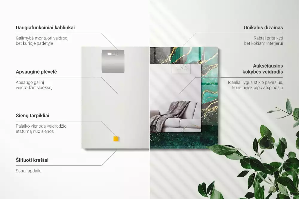 Espelho decorativo Padrões abstratos verdes