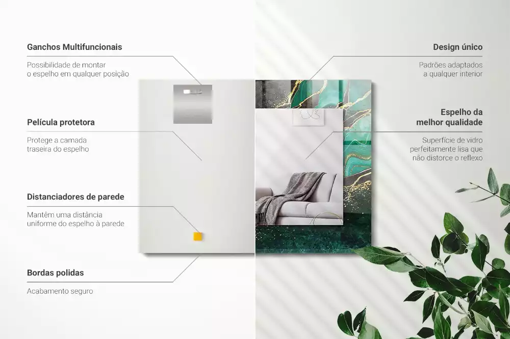 Espelho decorativo Padrões abstratos verdes