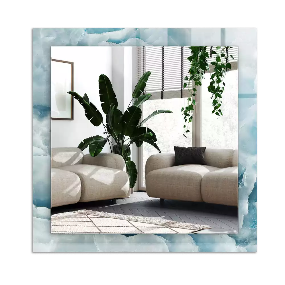 Espelho decorado Textura de mármore azul