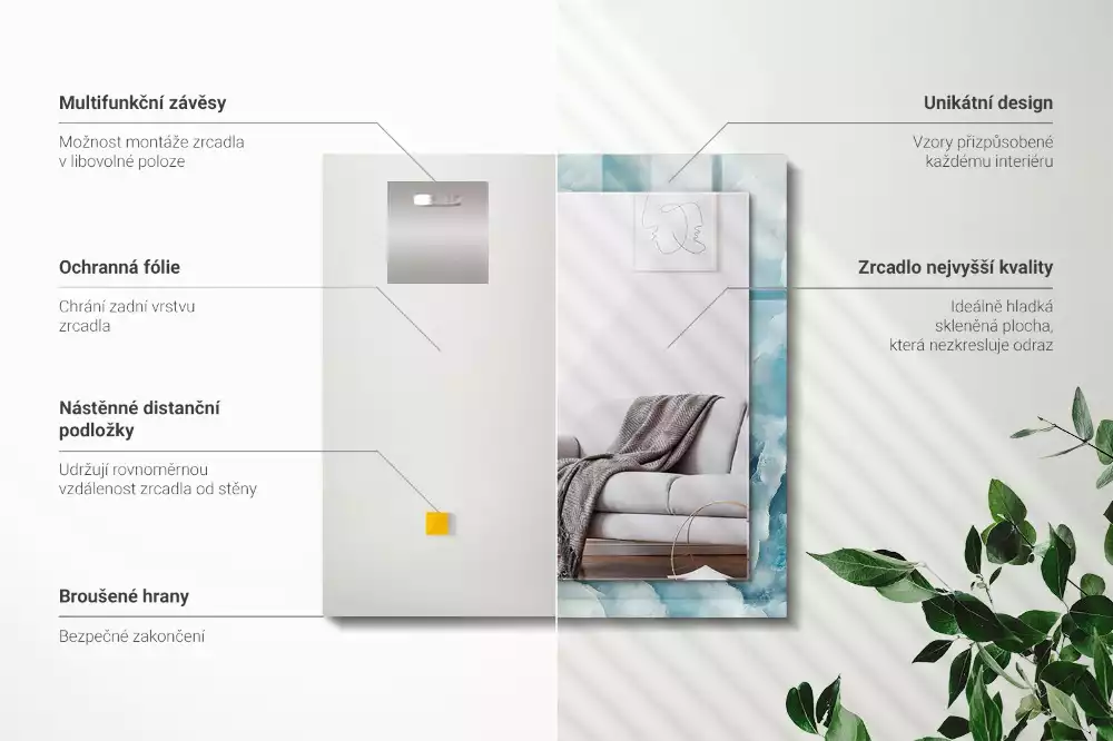 Espelho decorado Textura de mármore azul