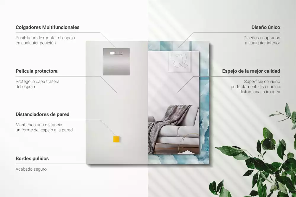 Espelho decorado Textura de mármore azul