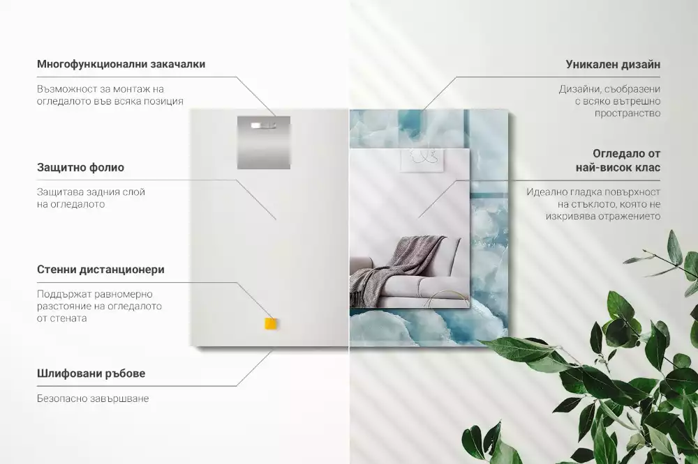 Espelho decorado Textura de mármore azul