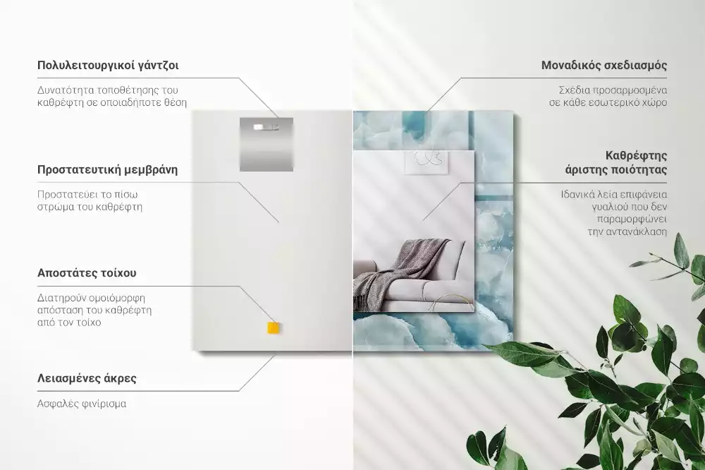 Espelho decorado Textura de mármore azul