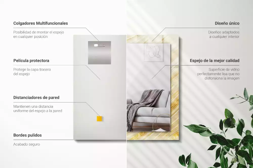 Espelho com moldura decorada Linhas abstratas amarelas