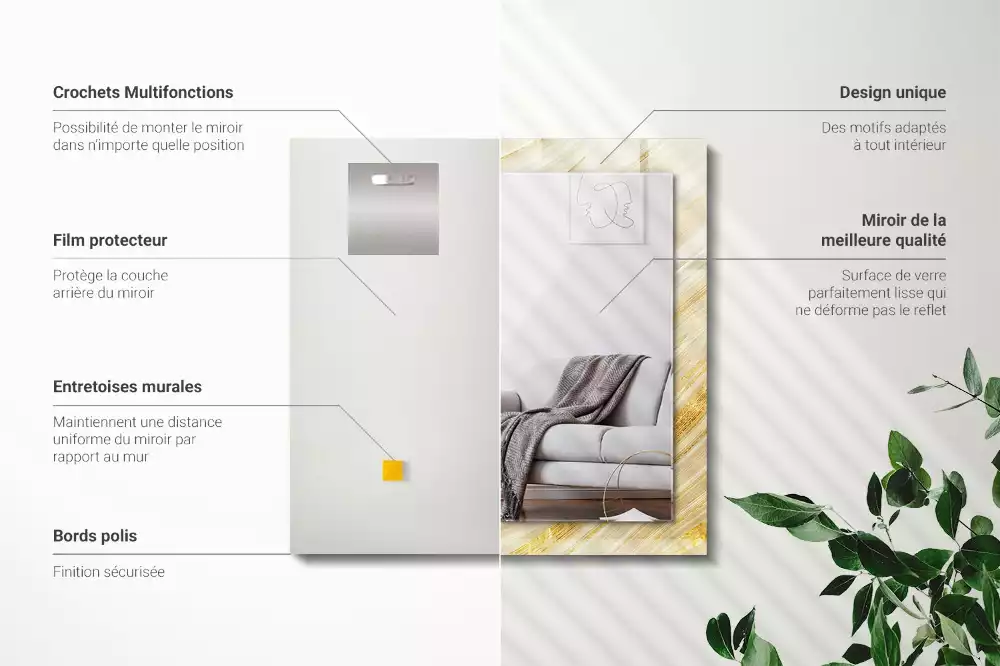 Espelho com moldura decorada Linhas abstratas amarelas