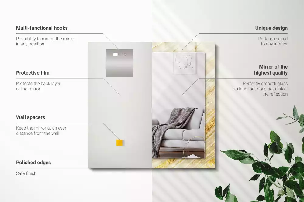 Espelho com moldura decorada Linhas abstratas amarelas