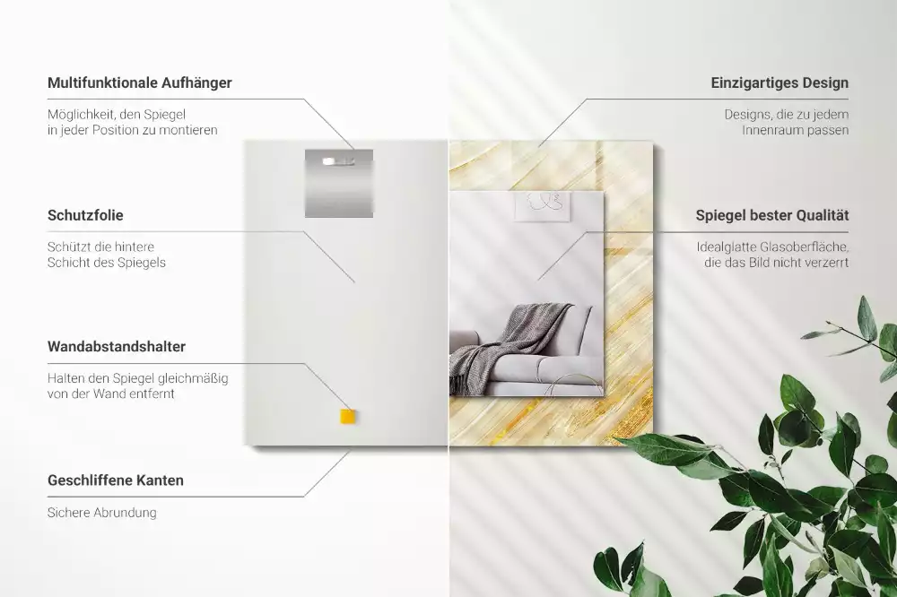 Espelho com moldura decorada Linhas abstratas amarelas