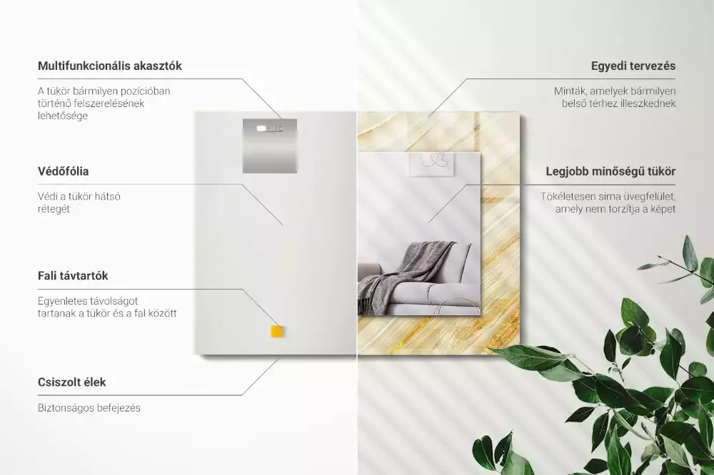 Espelho com moldura decorada Linhas abstratas amarelas