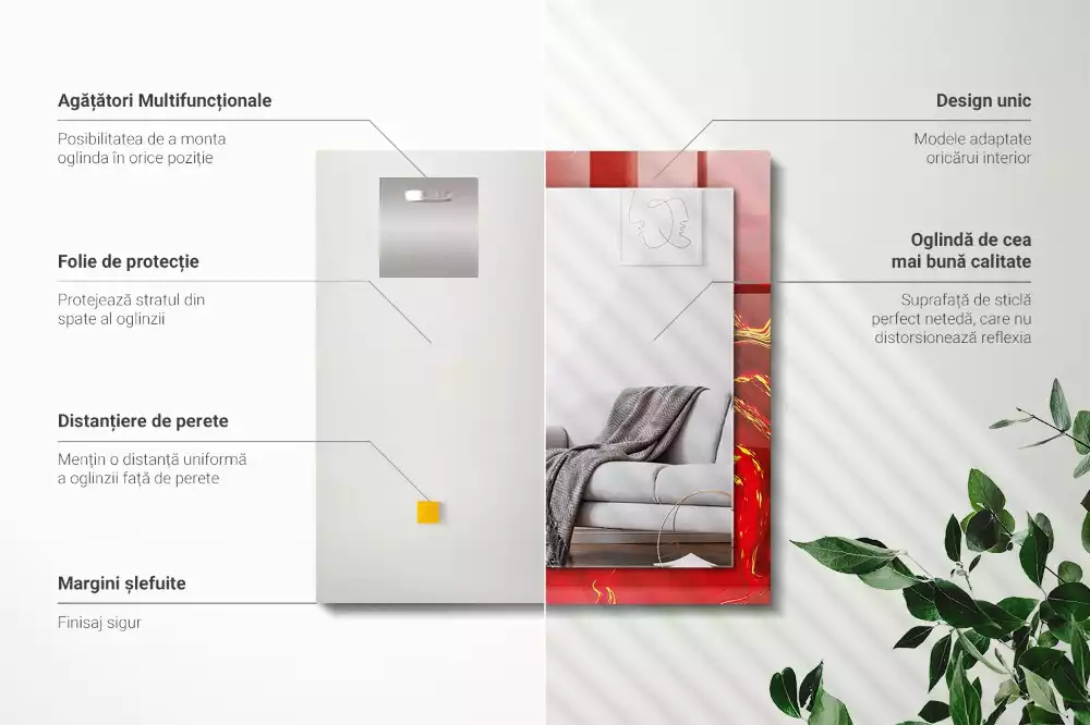 Espelho decorativo Tinta vermelha abstrata