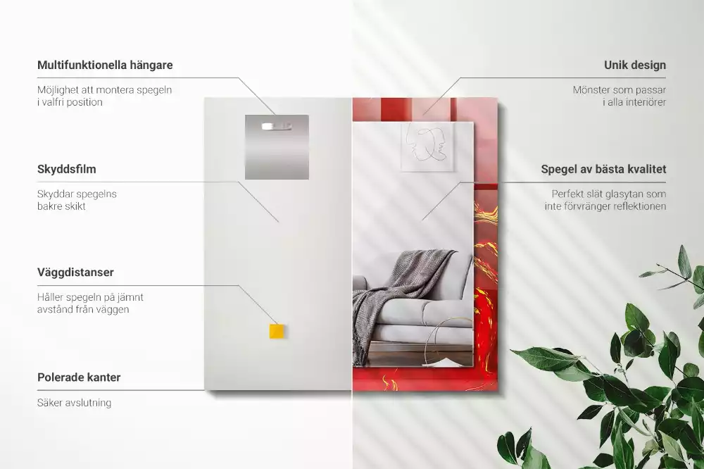 Espelho decorativo Tinta vermelha abstrata