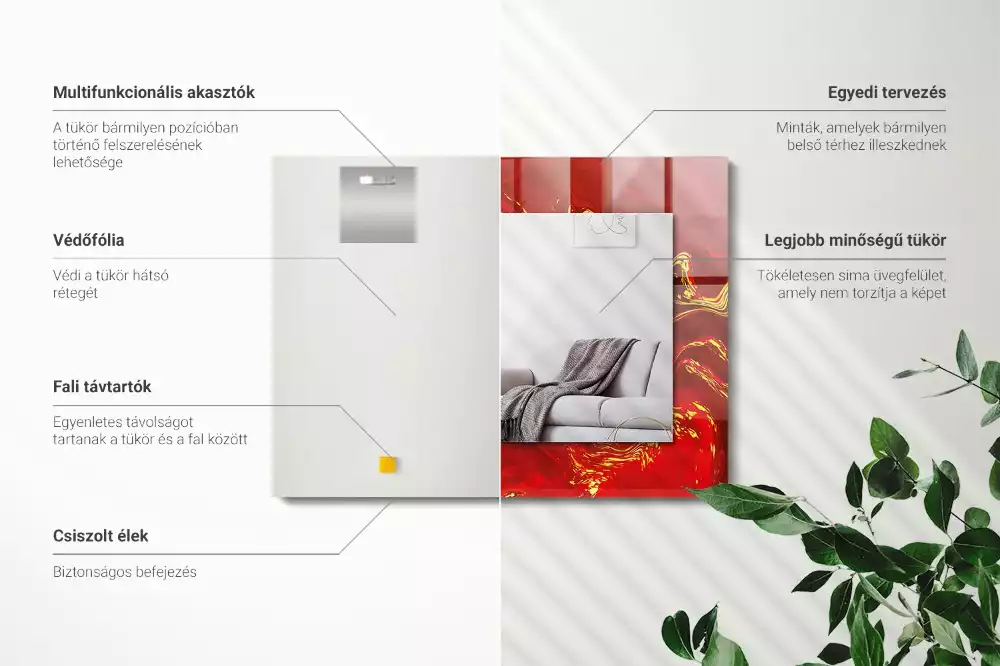 Espelho decorativo Tinta vermelha abstrata