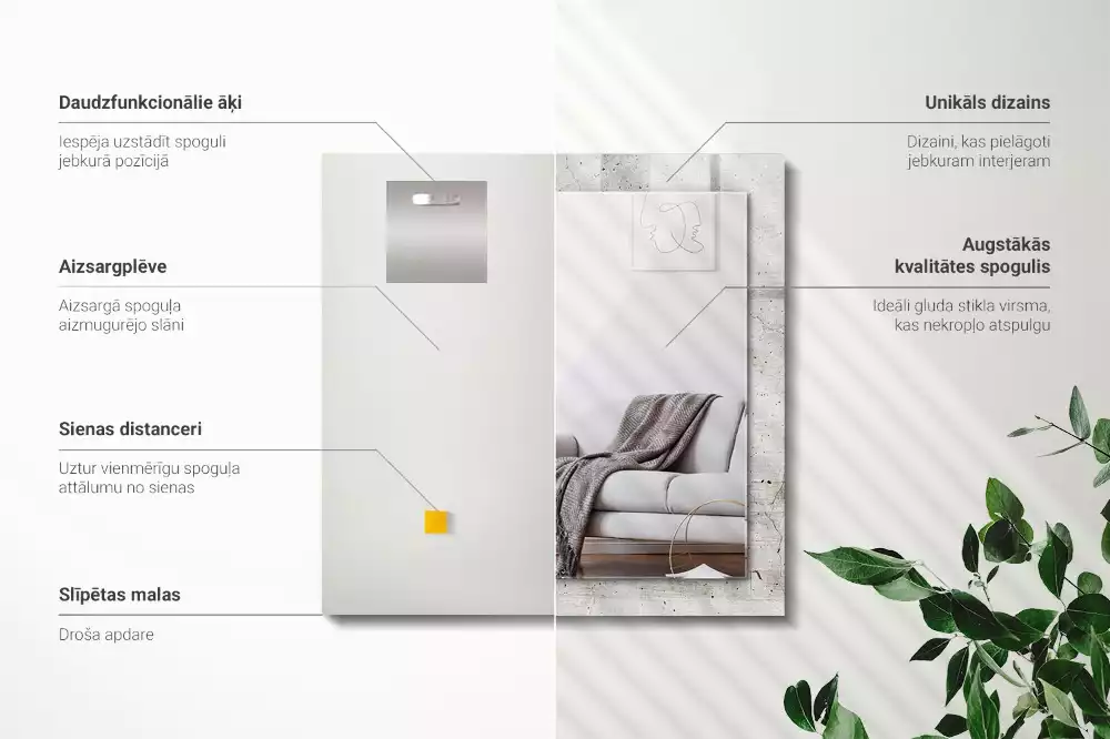 Espelho decorado Parede de concreto rachada