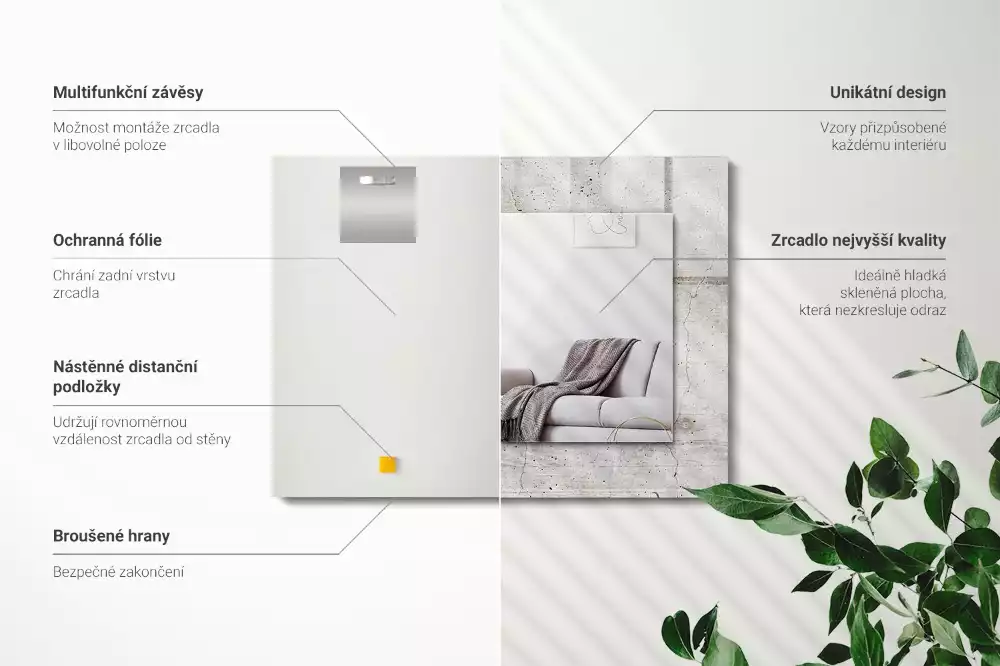 Espelho decorado Parede de concreto rachada