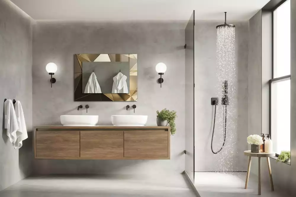 Espelho com moldura decorada Formas geométricas