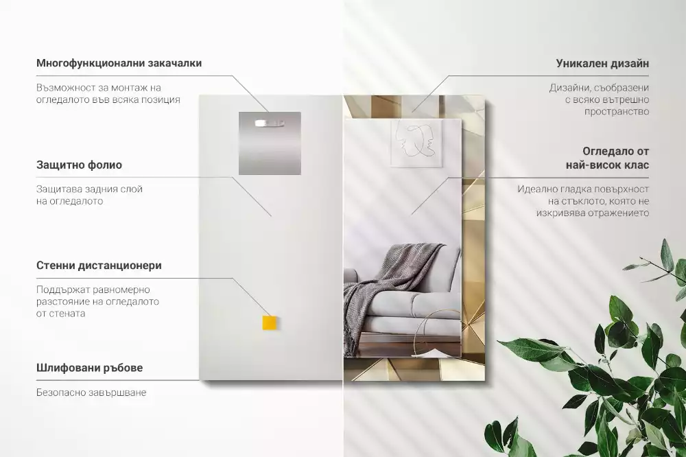 Espelho com moldura decorada Formas geométricas