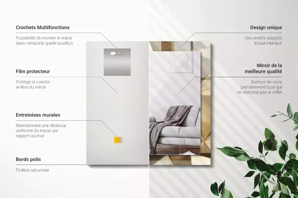 Espelho com moldura decorada Formas geométricas