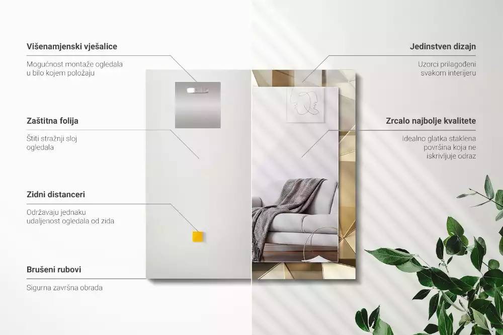 Espelho com moldura decorada Formas geométricas