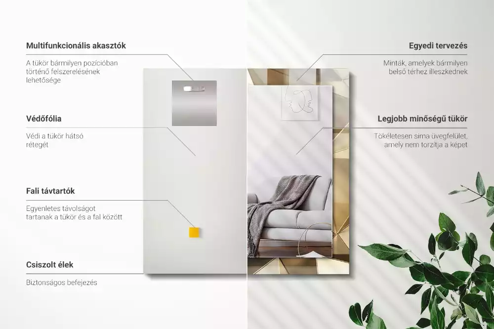 Espelho com moldura decorada Formas geométricas