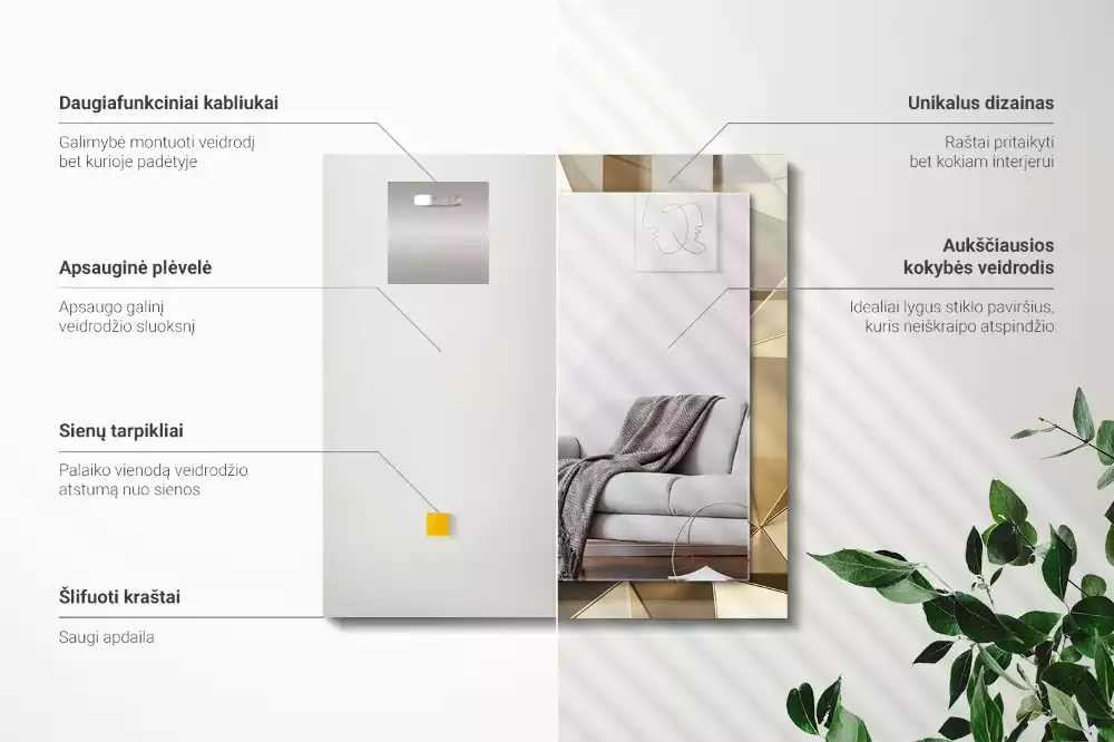 Espelho com moldura decorada Formas geométricas