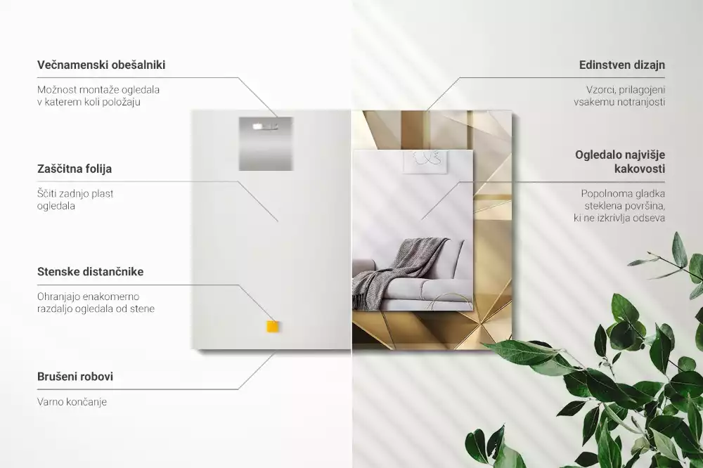 Espelho com moldura decorada Formas geométricas