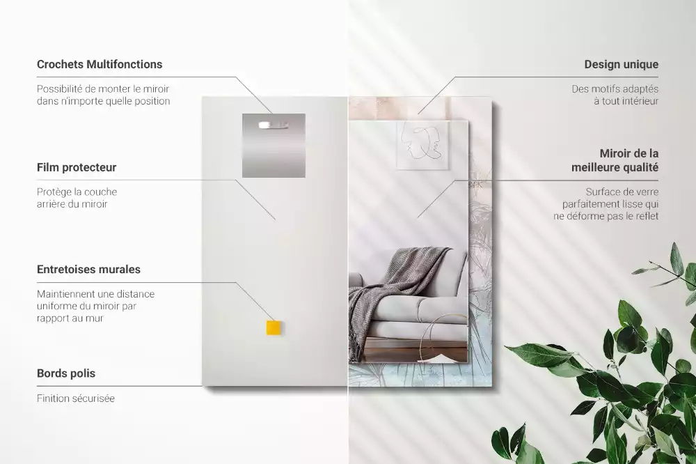 Espelho decorado Plantas pastel