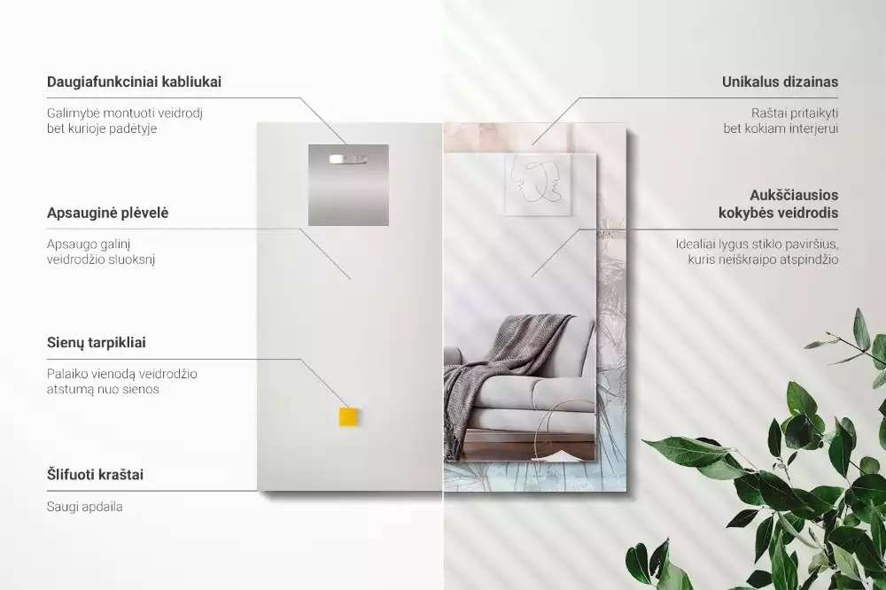 Espelho decorado Plantas pastel